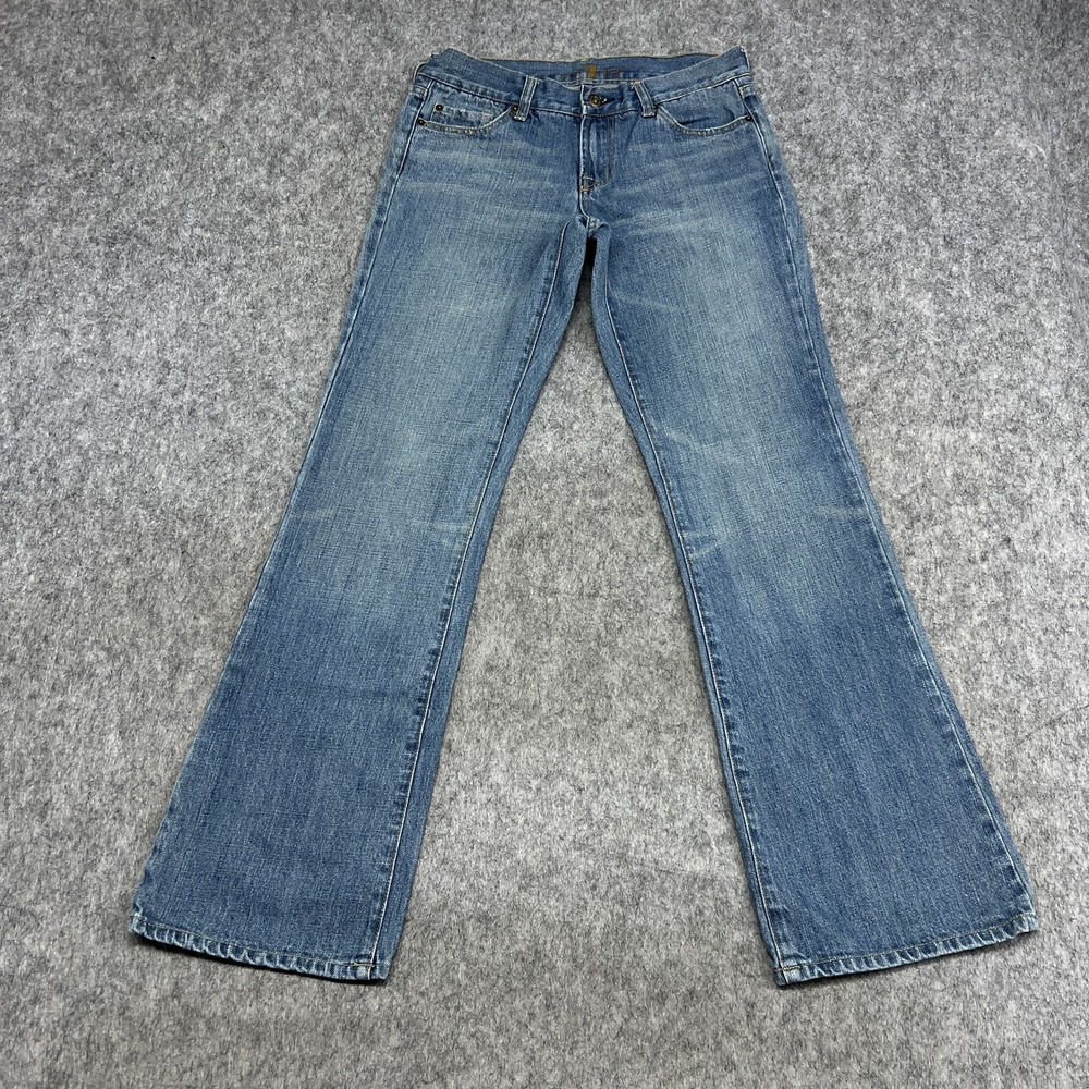 7 For All Mankind Flare Jeans Womens 29 Blue Med Wash Low Rise Made In USA 30x30